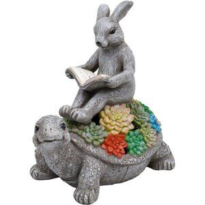 Garden Statues Rabbit Turtle Solar Easter Decoration Outdoor Statues Tortoise